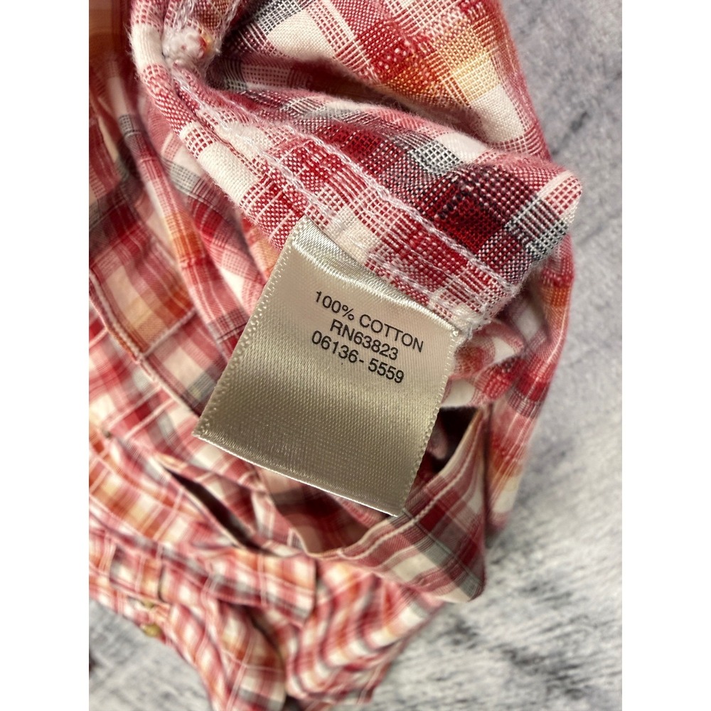 Christopher & Banks Womens XL Red Orange Plaid Button Up Shirt Long Sleeve - Picture 5 of 8